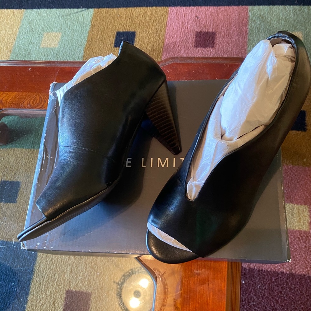 The Limited Black Open-Toe Leather Booties - Picture 3 of 9